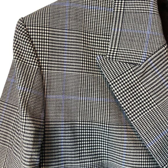 Theory Power Portland Windowpane Plaid Double-Breasted Wool Blazer Size 12 - Picture 7 of 9